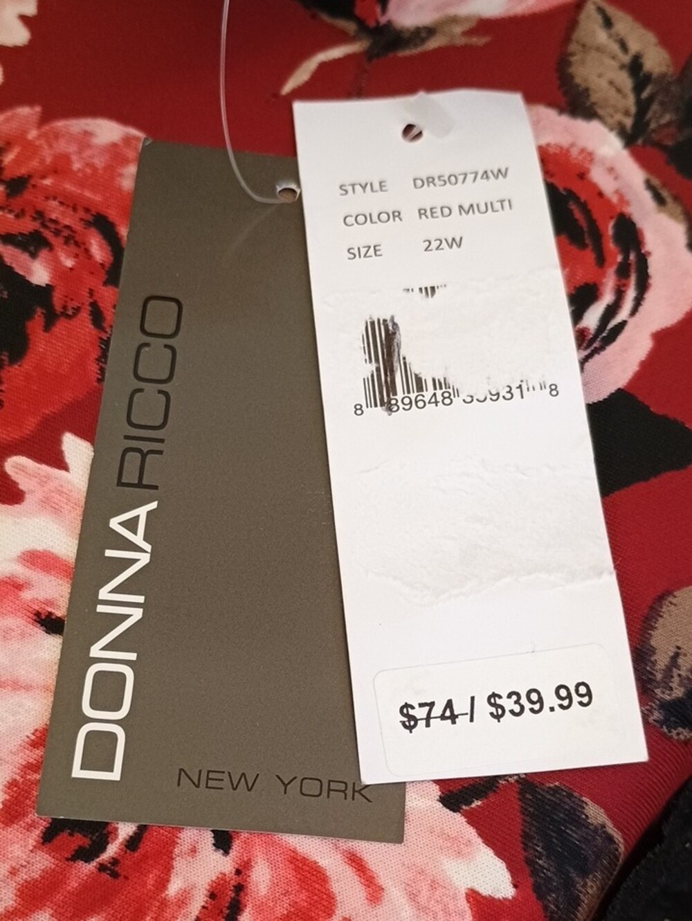 + SZ NWT Donna Ricco SZ 22W Sleeveless Floral Dress with Black Lace Trim - Picture 6 of 9
